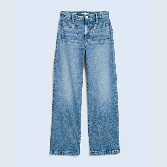 Madewell 32 Petite Emmett Wide Leg Full Length Jean Patch Pocket Edition - Picture 9 of 11